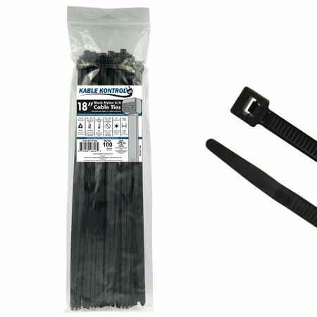 Kable Kontrol Cable Zip Ties 18" Inch Long Heavy Duty - UV Resistant Nylon - 120 Lbs Tensile Strength - 100 pc Pack CT7109